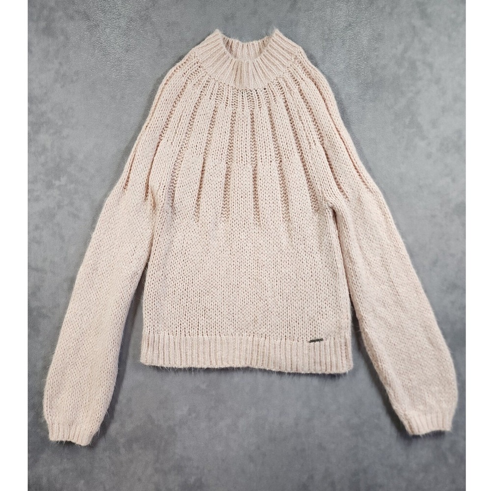 Abercrombie & Fitch Sweater Womens Small Pink Mock Neck Ribbed Knit Pullover